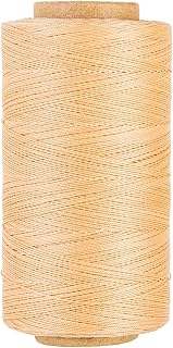 Thin Wax Polyester Thread, 0.45mm, 547 Yards, 3 Ply Round Waxed Cord Strings for Sewing, Beading, Binding, Micro Braiding, Fine Leather Craft and Micro Macrame Jewelry - Beige