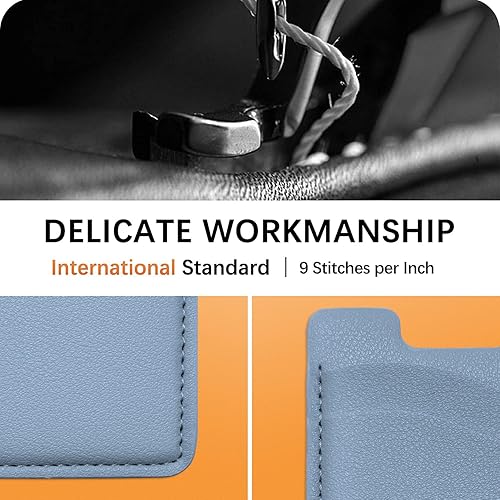 Miniatura 4 de Puxnoin Tarjetero elástico de cuero para la parte posterior del teléfono, paquete de 2 unidades, color azul