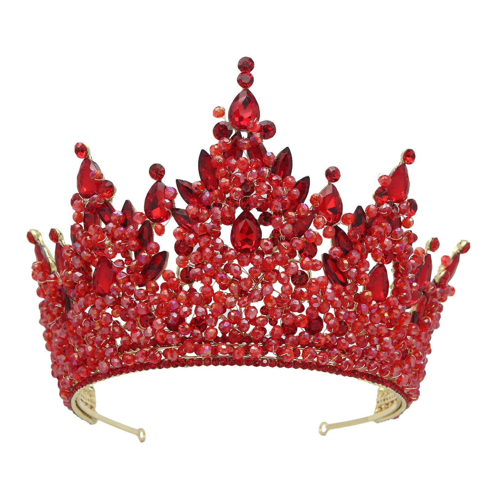 Élégante coiffe de mariée rouge surdimensionnée - Accessoire de cheveux pour femme - Couronne de princesse - Pour anniversaire, mariage, bal de fin d'année, fête d'Halloween, cadeau de Noël