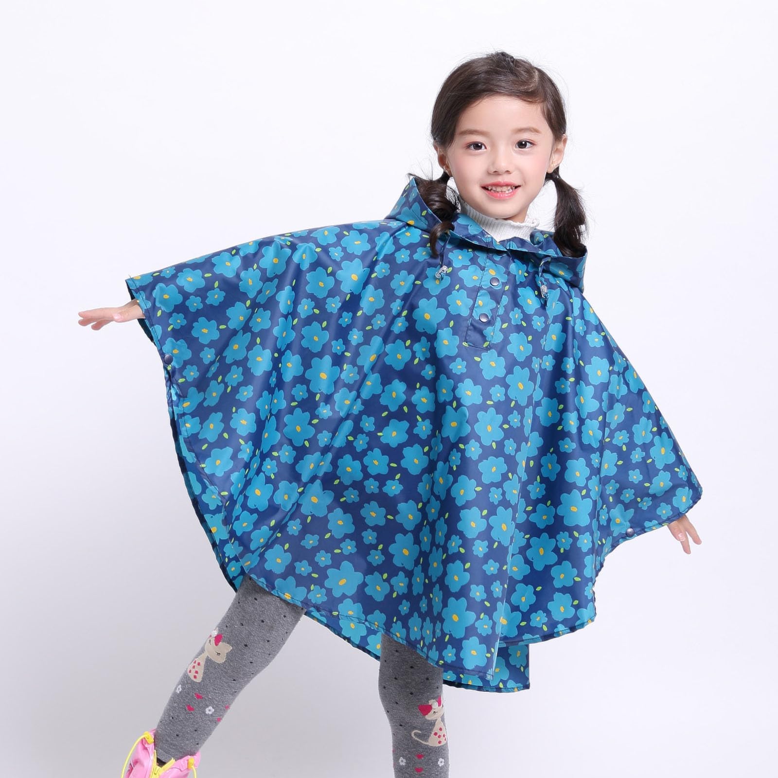 Veste Imperméable Enfant, Imperméable pour Enfants vêtement de Pluie Poncho animé pour Filles Manteau à Capuche pour Jeunes Contre intempéries Mode ludique Confort assuré vêtement extérieur