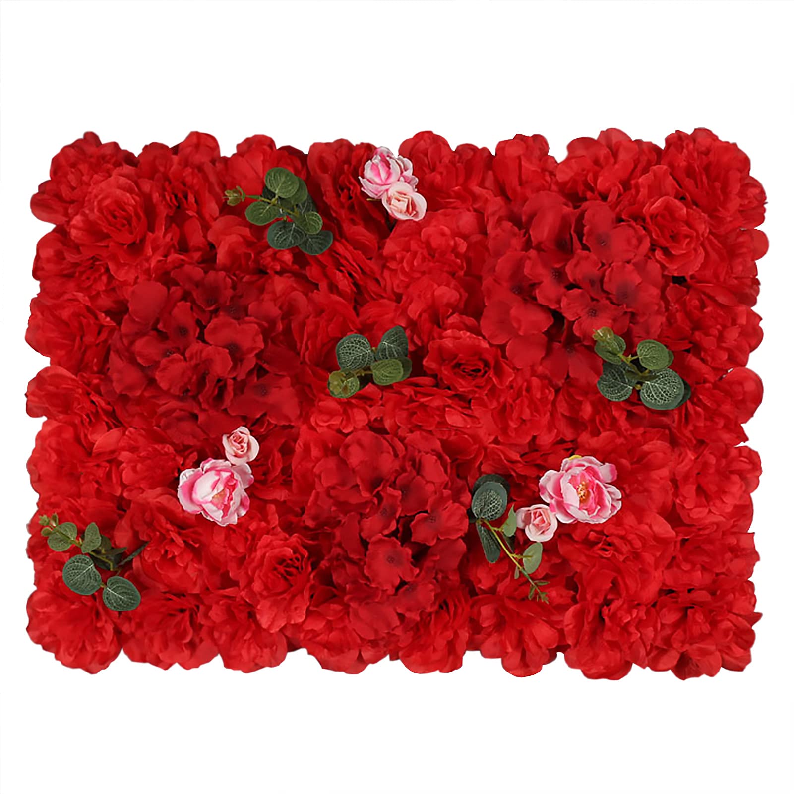 Panele kwiatowe ściana - czerwone dekoracje sztuczne kwiaty romantyczne kwiatowe tło dekoracja domu ślub przyjęcie zdjęcie tło 10 szt. (60 x 40 cm) (rozmiar 4 szt.)