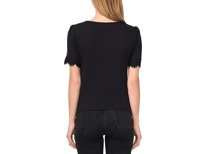 Short Sleeve Tee With Lace Sleeve Opening - Image 1
