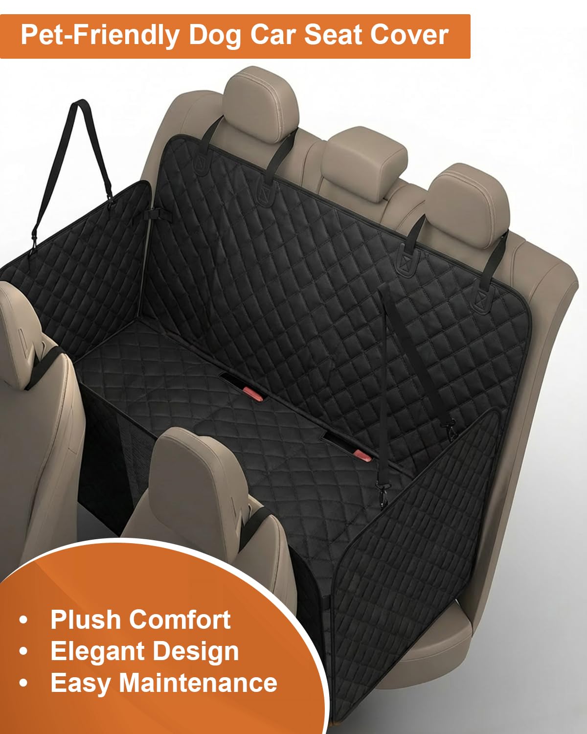 INDCAN IMPORT Upgraded Dog Car Seat Cover for Back Seat 600D Heavy Duty Waterproof & Scratchproof Pet Hammock, Non-Slip Back Seat Protector for Dogs, Universal Fit for Cars, SUVs & Trucks - image 5
