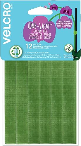 VELCRO Brand VEL-30087-AMS Paquete Inicial de Lazos ONE-WRAP para Jardines en Contenedores o Plantas de Interior, 12 piezas, Pre-Cortados, 6 in x