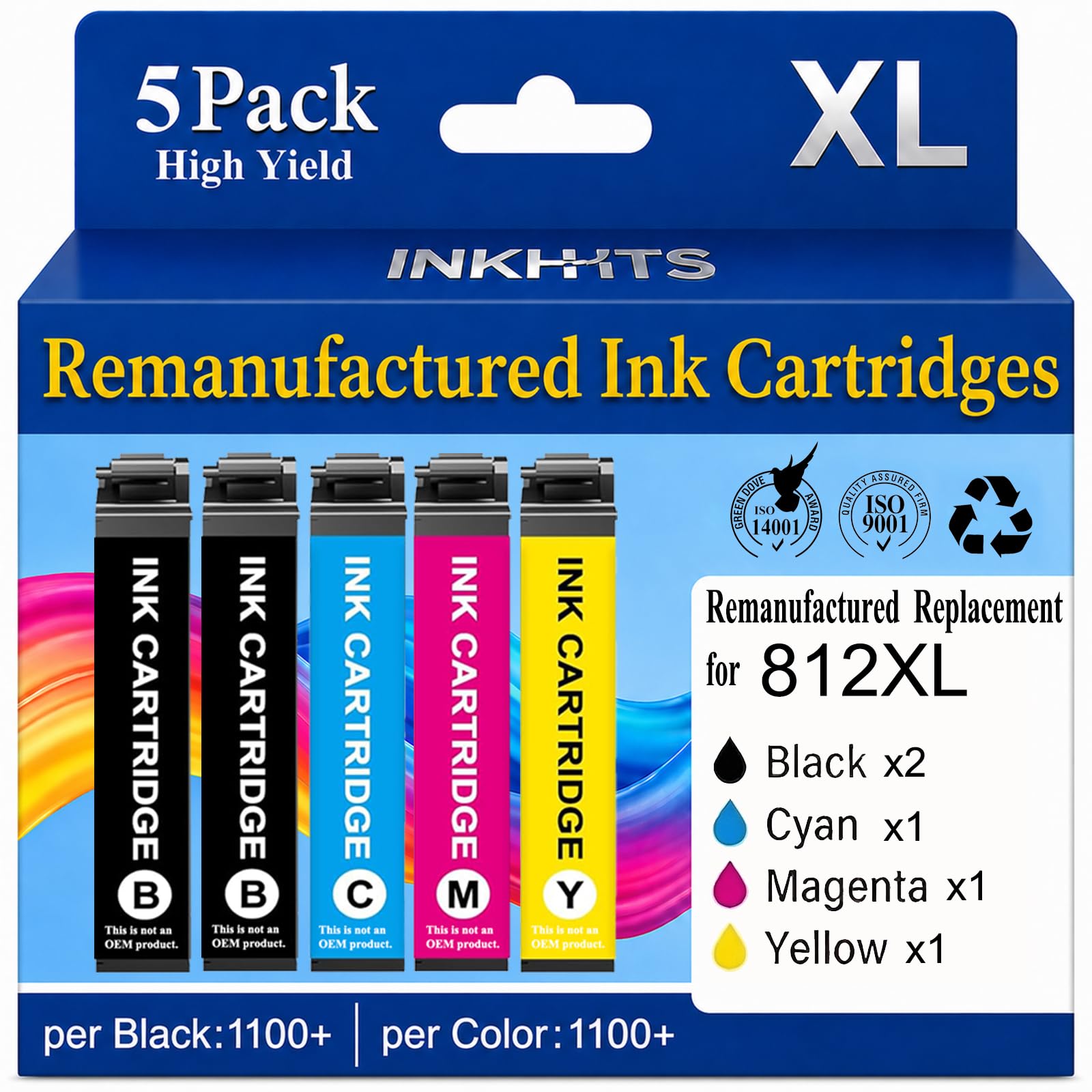 View 1 of INKHHTS Remanufactured Replacement for Epson 812XL Ink Cartridge Combo Pack
