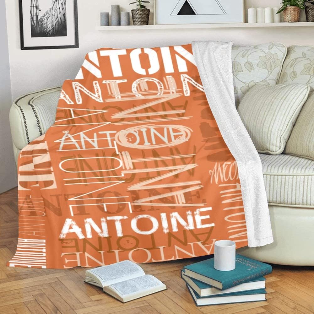 Dr.TOUGH Custom Name Blanket Personalized Throw Blanket Customized Baby Blanket for Newborn Baby, Toddler, Kids, Friends (Dark Orange, 50” x 60”)