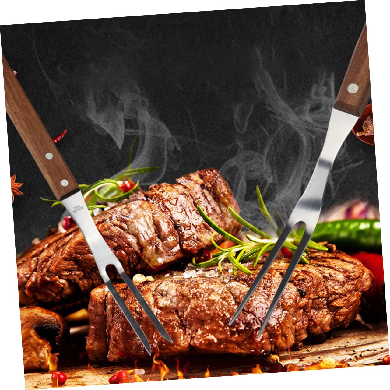 TOPBATHY 3 Pz forchetta da barbecue in acciaio inossidabile forchette da falò strumenti domestici arrosticini spiedini forchetta per barbecue in acciaio inossidabile spiedino di bistecca