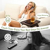 Vista 6 de SINWANT Bandeja para Brazo de Sofá, Bandeja de Bambú con Clip para Brazo de Sofá, Bandeja para Reposabrazos de Sofá Adecuada