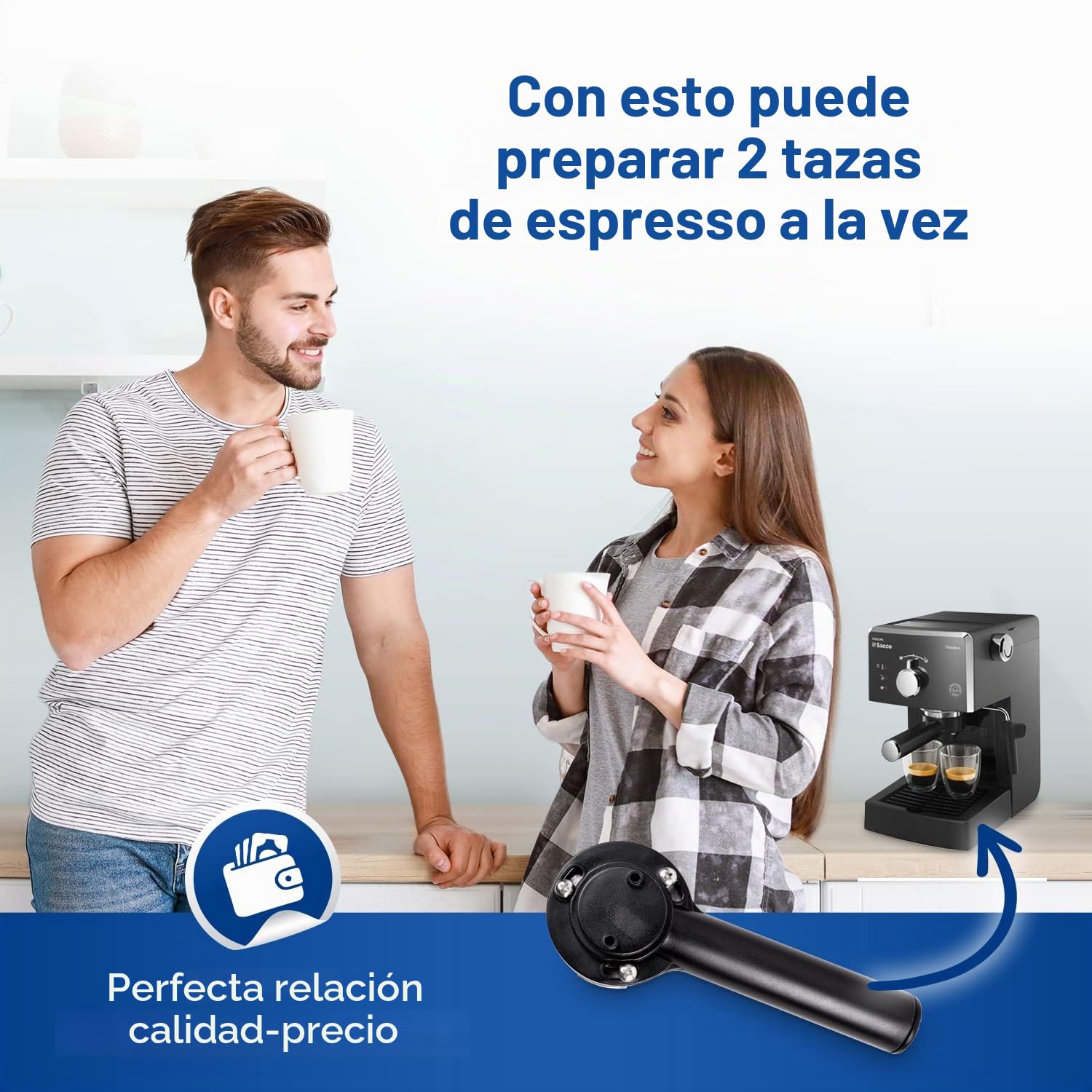 Portafiltro de 54 mm de diámetro de repuesto para cafetera Philips Saeco 996530067961 CP9064/01 con colador para 2 tazas, accesorio para máquina de café expreso