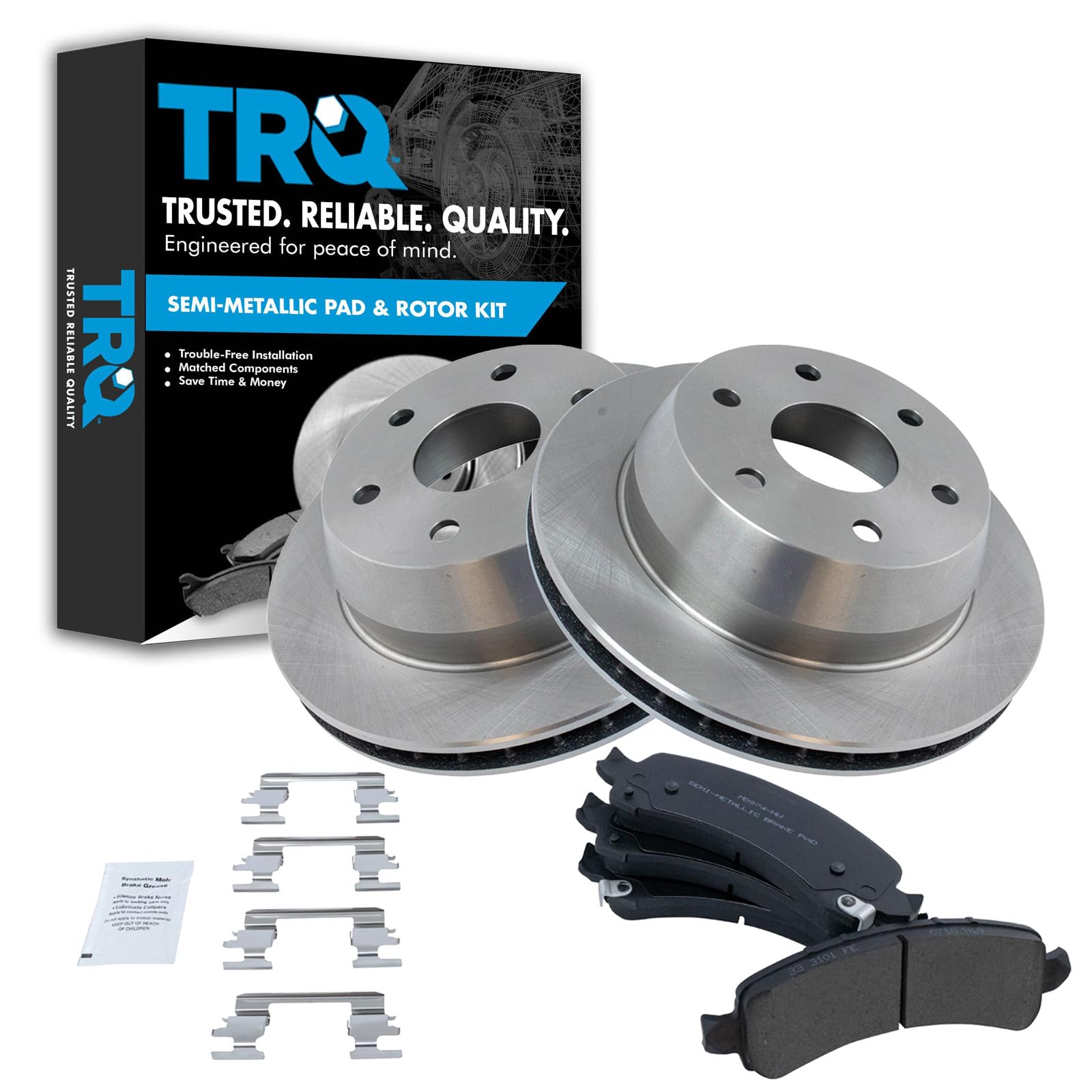 TRQ Rear Semi Metallic Brake Pad and Rotor Set