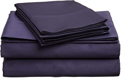 Miniatura 13 de Juego de sábanas 100% de algodón egipcio, 4 piezas, color liso, calidad prémium (tamaño sofá matrimonial de 54 x 72 pulgadas (bolsillo de 5