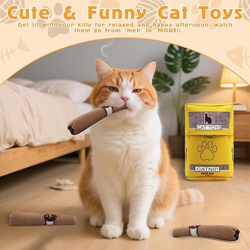 Miniatura 5 de Paquete de 3 juguetes de hierba gatera para gatos, juguetes masticables rellenos de hierba gatera 100% pura orgánica para patear y aliviar el estrés