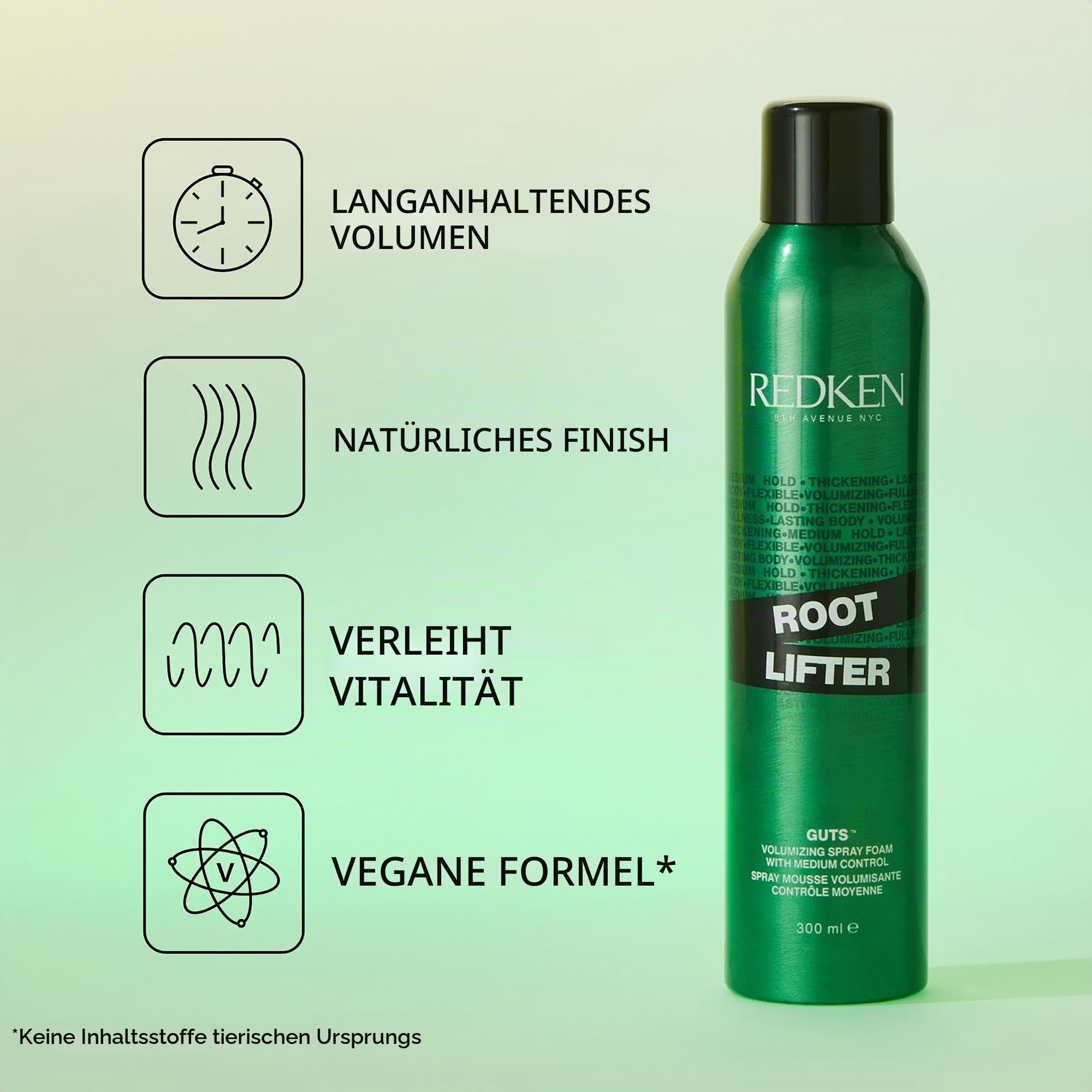 Redken | Langanhaltender Volumenschaum für alle Haartypen, Vegane Formel, Für Natürliche Looks und maximales Volumen, Root Lifter, 1 x 300 ml
