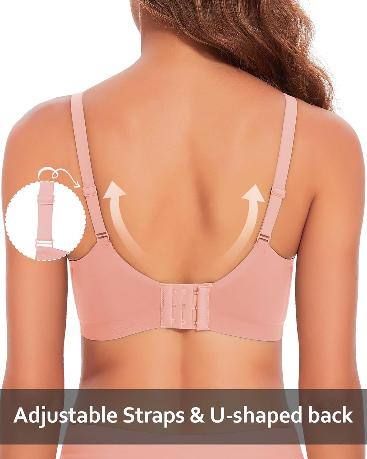 WOWENY Deep V Neck Seamless Wireless Bra for Women Soft Bralettes No Underwire Plunge Adjustable Everyday Bra with Support - Image 2