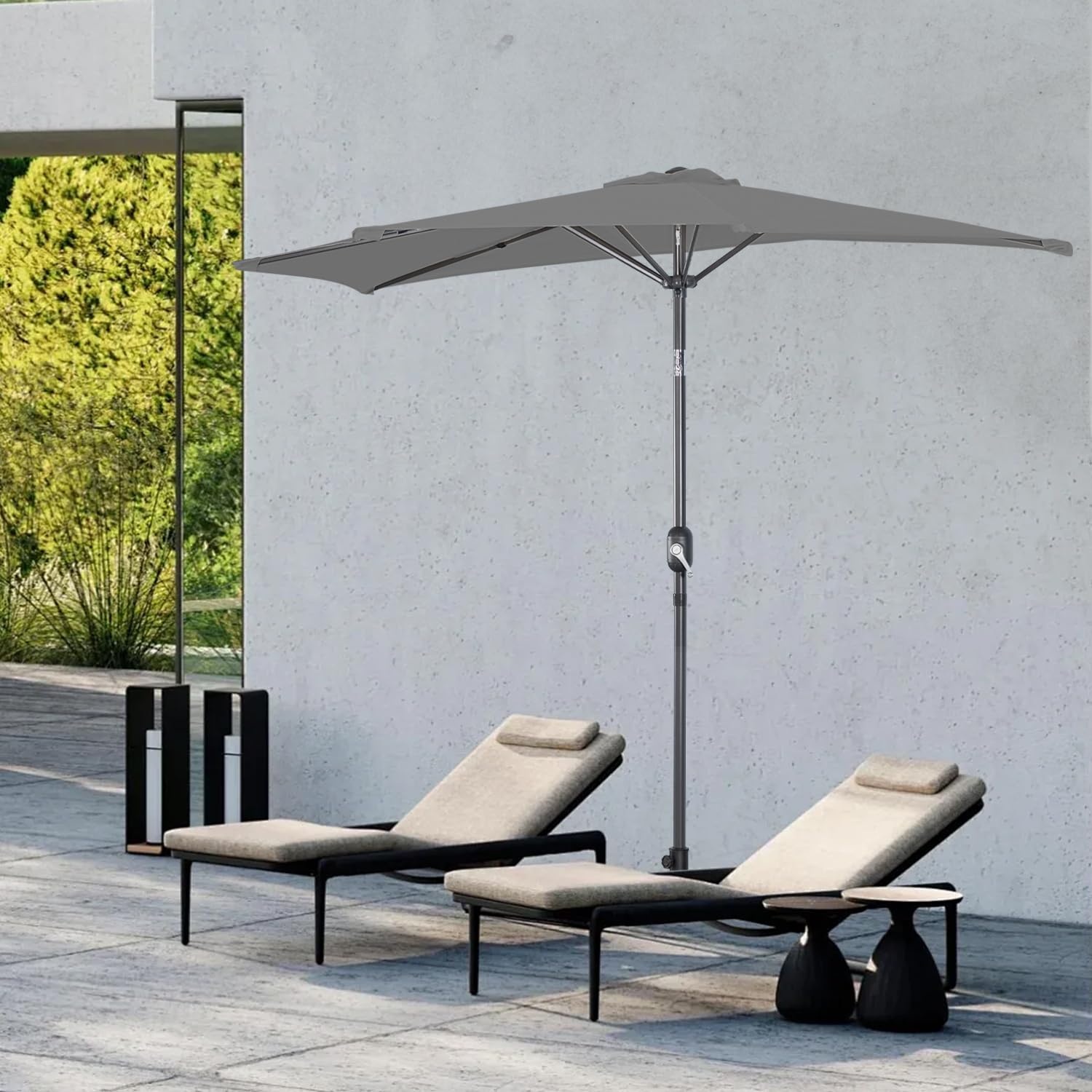 Angel Living Półparasol przeciwsłoneczny, 2,7 m, z korbą i pochyleniem, ochrona przed promieniowaniem UV, na taras, basen, balkon i do ogrodu
