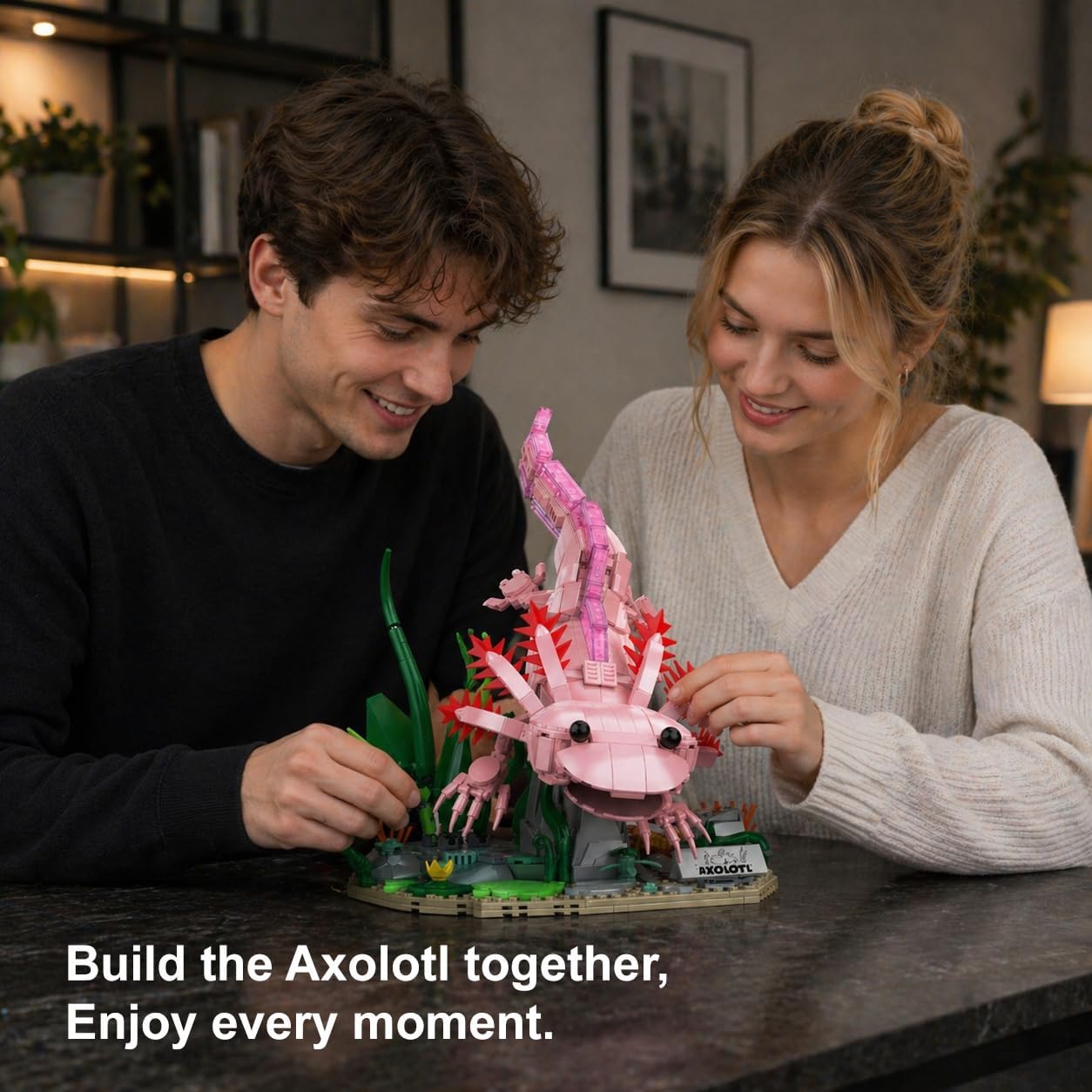 Vziimo Axolotl Building Set, Axolotl Toy Animal Building Blocks with Plants, Animals Display Model Kit, Gifts for Adults Teens Age 14+ (998 PCS)