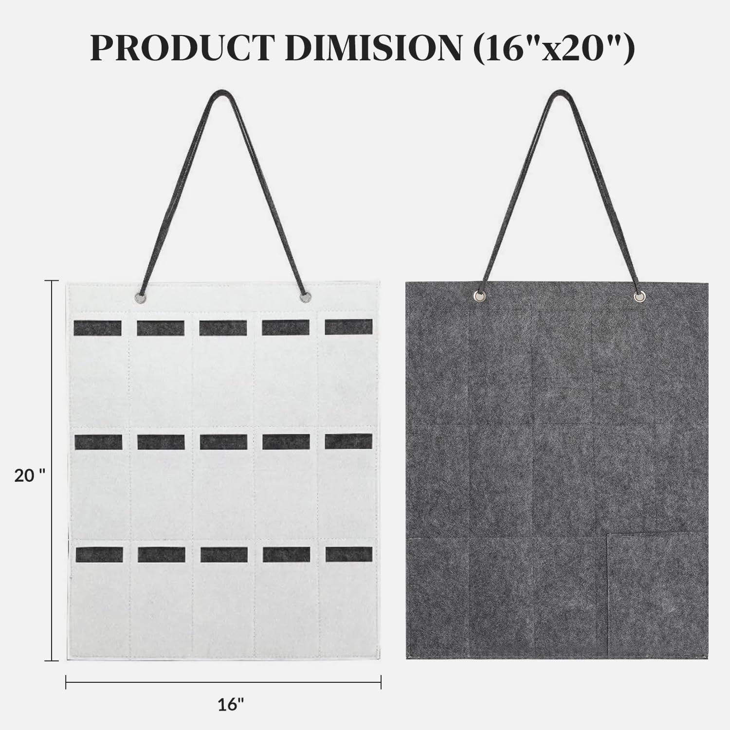 Hanging Sunglasses Organizer with 15 Slots, Wall Mounted Glasses Holder Storage, Felt Sunglasses Display Case for Closet or Door, Space Saving Eyeglasses Collector for Multiple Pairs, White