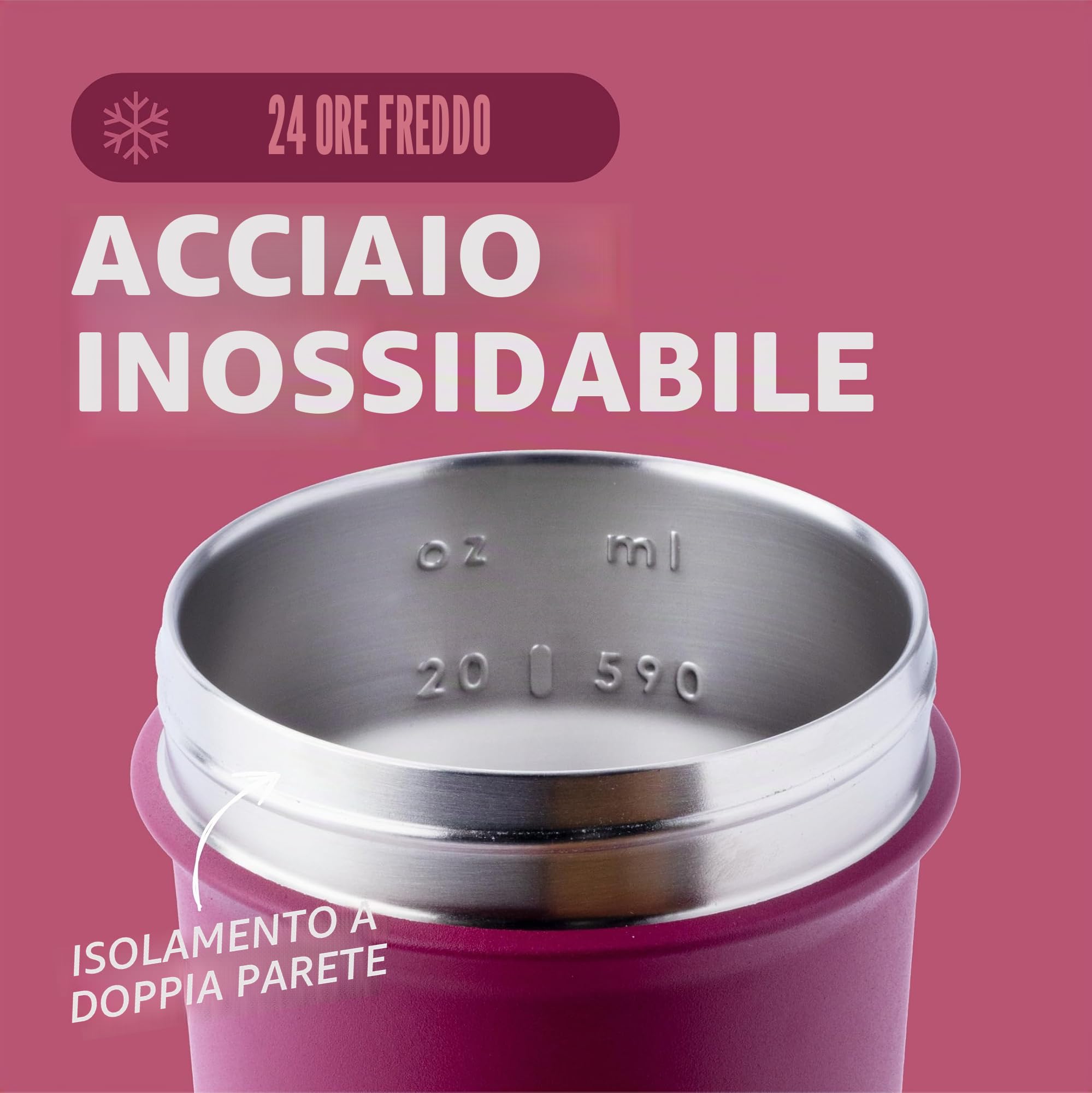 BlenderBottle Strada Sleek Shaker Cup - Borraccia termica in acciaio inox con frusta metallica, 740 ml, colore: lampone