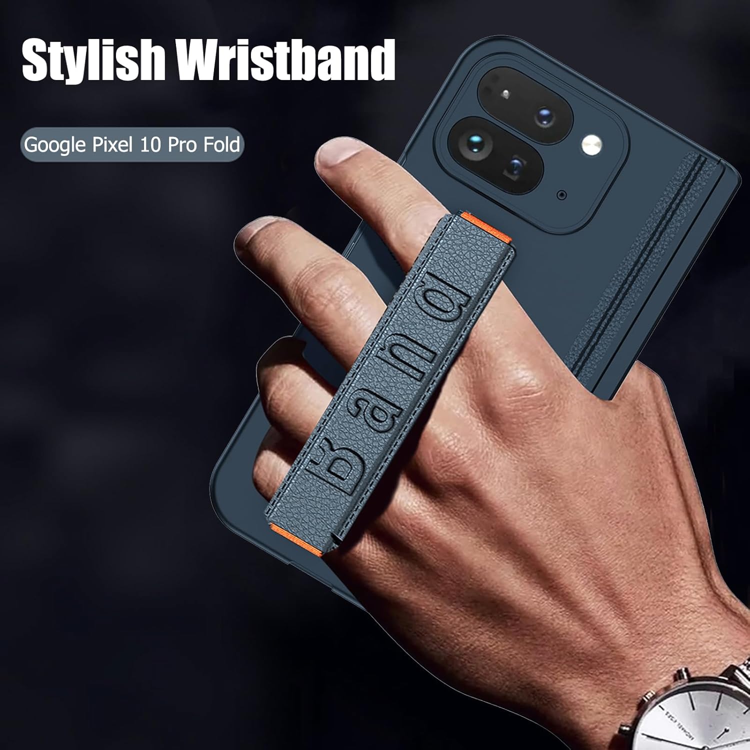 Case for Google Pixel 10 Pro Fold with Wrist Strap & Magnetic Hinge Protective and Screen Protector & Foldable Kickstand, Hard PC Shockproof Protective Cover for Google Pixel 10 Pro Fold (Green)