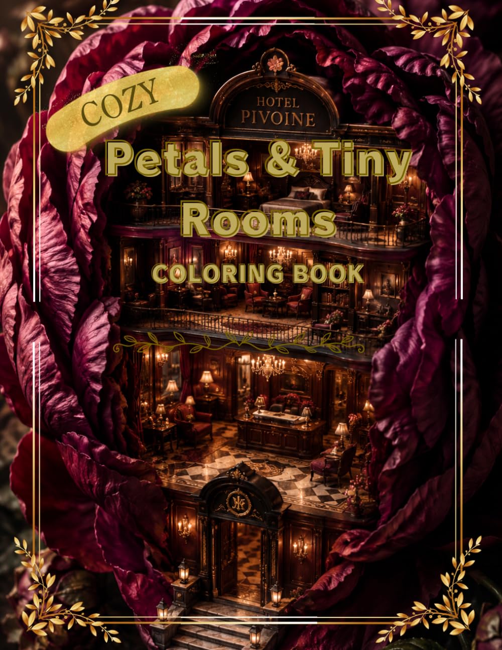 Petals & Tiny Rooms: Cozy Miniature Flower World Coloring Book