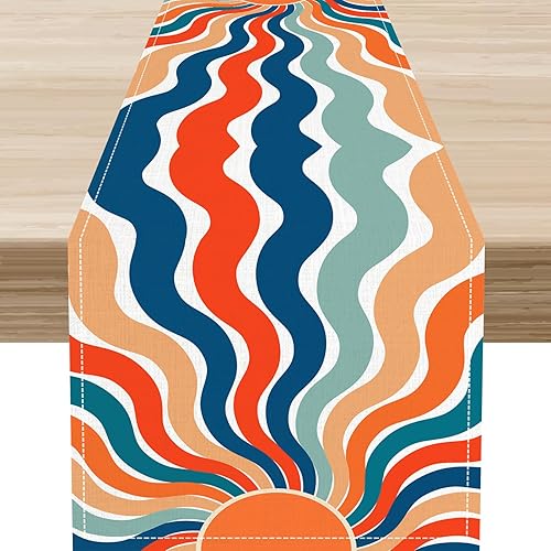 Miniatura 16 de Camino de mesa floral retro de los años 70, retro, vintage, floral, hippie, funky, años 70, 60, abstracto, rosa, estético, moderno, casa de campo,