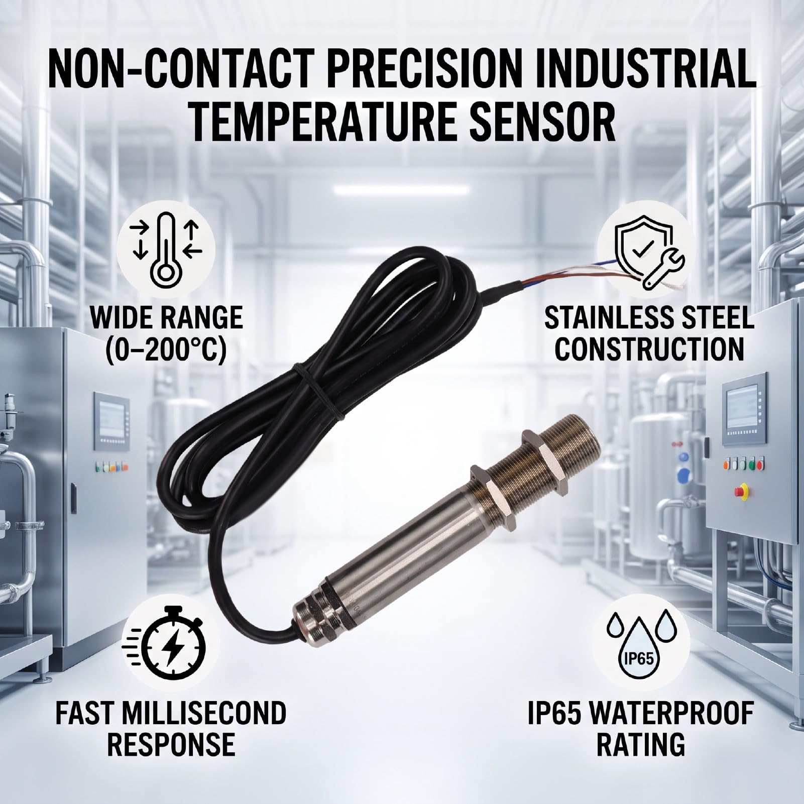 Generic Industrieller Berührungsloser Infrarot-Temperatursensor für Petrochemische Anwendungen, 0–200 ℃ Genauigkeitsmessung, 1 X Gerät