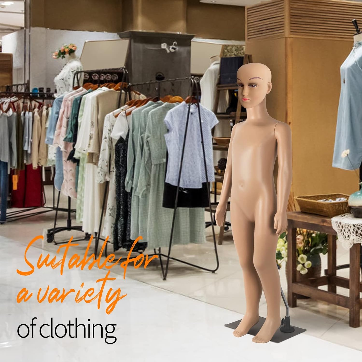 SubSun Kids Dress Form Mannequin Full-Body 43.3 Inches Realistic Detachable Mannequins Design for Child' Clothing Display with Metallic Base and Metal Connectors,Gender-Neutral