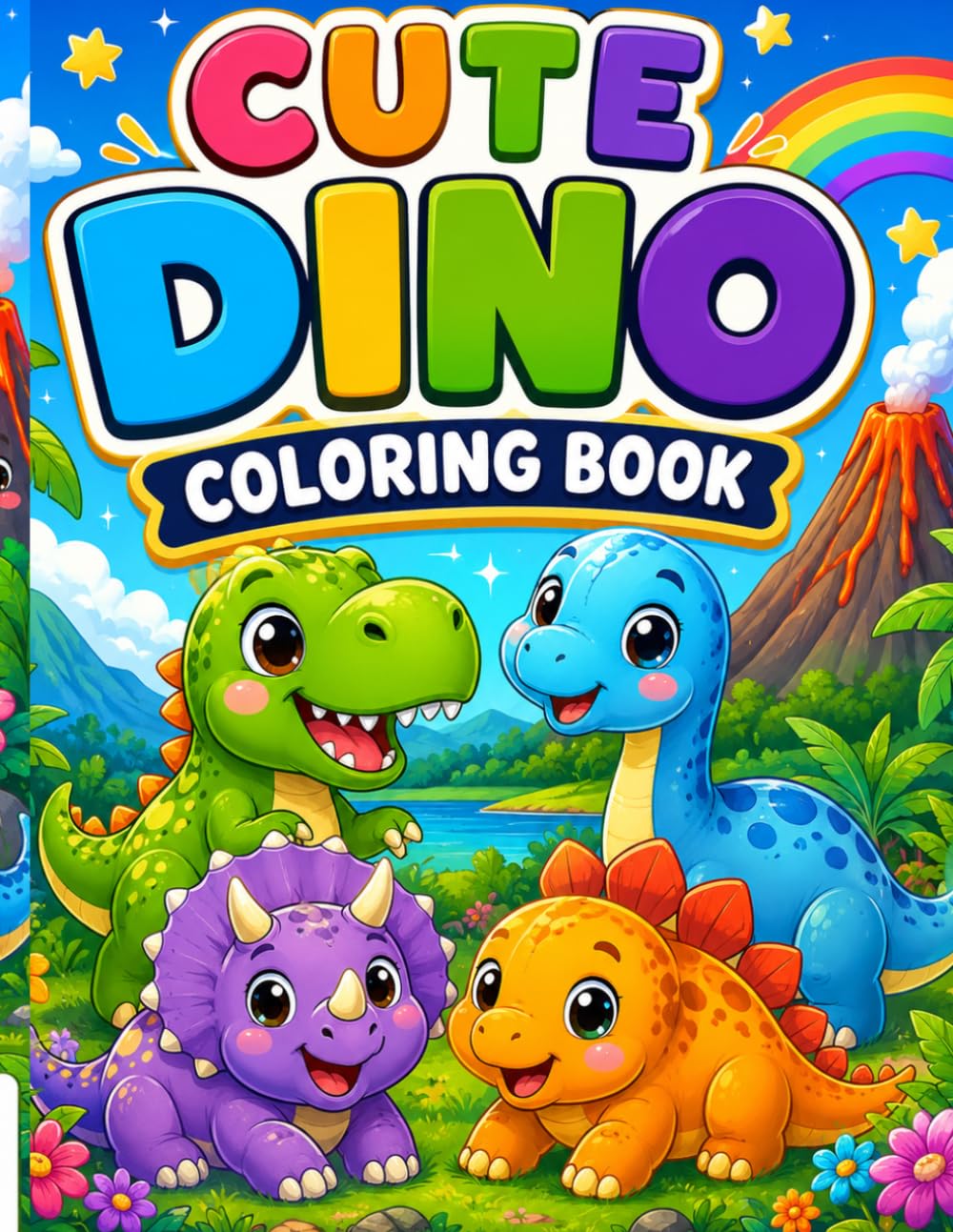 Cute Dino Coloring Book: Fun and Easy Dinosaur Coloring Pages for Kids Ages 4-8