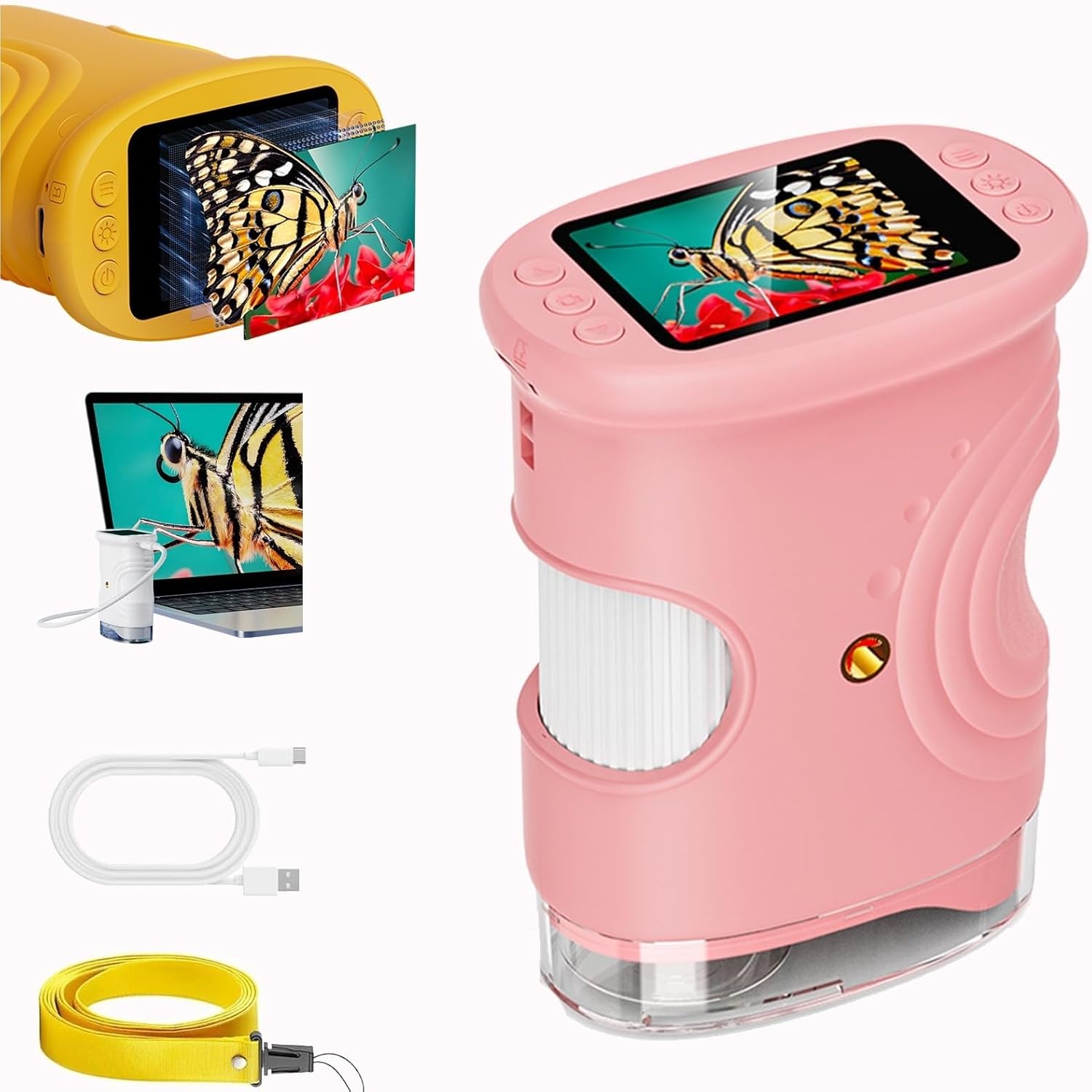 Wonder Quest Microscope, 4K Handheld Digital Microscope with Light & 2" IPS Screen, 1000x Zoom - Portable USB Magnifier for Lab, Coin, PCB, Jewelry, Outdoor & Home Inspection(White)