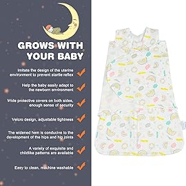 Ftikvo Swaddle-Blanket Baby Girl & Boy Swaddles Newborn Infant Transition 100% Cotton Wrap Blankets, 3-Way Adjustable Wearable Blanket, TOG 1.0 (Rainbow, 3-6 Month)