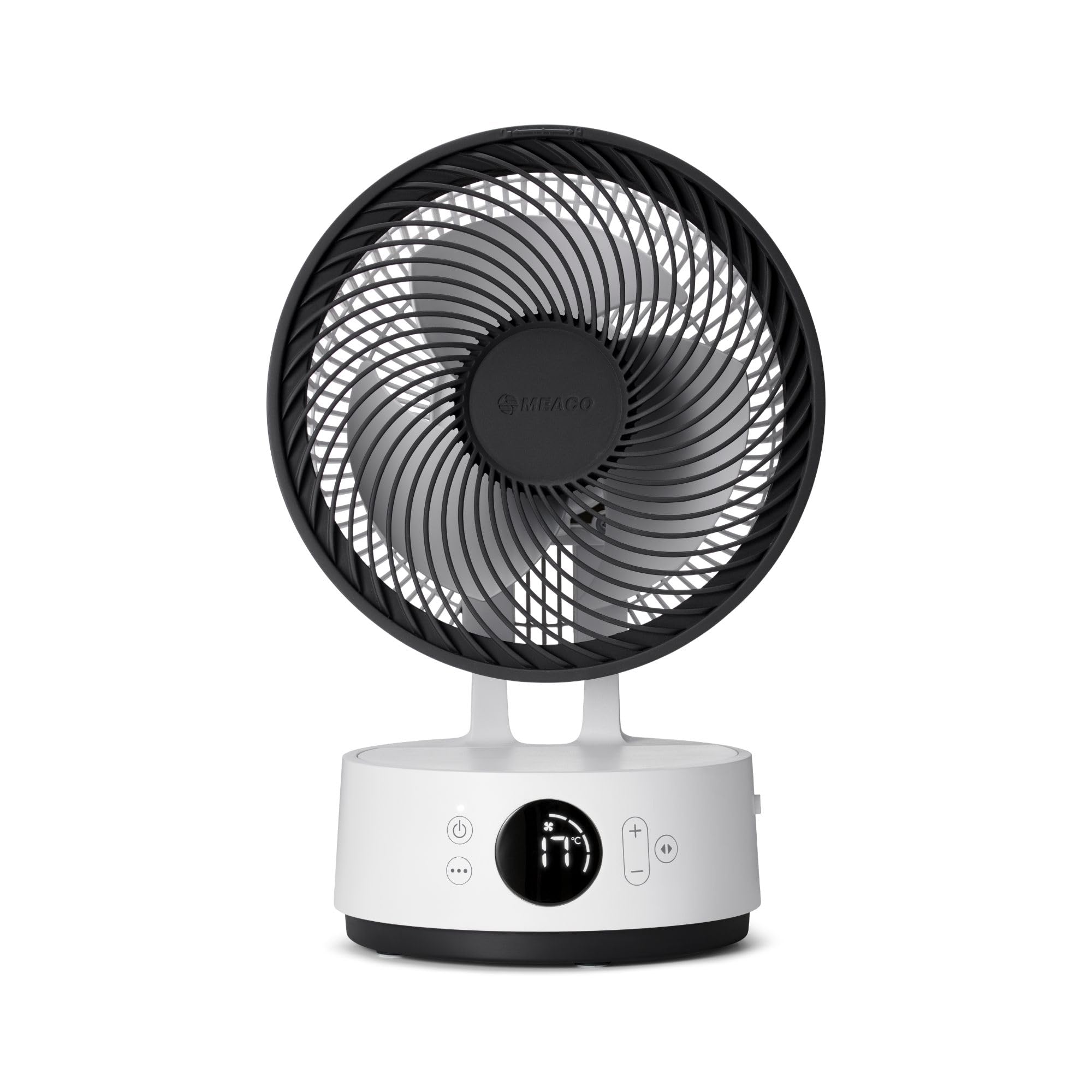 MeacoFan Sefte® 8", ventilador portátil con batería reemplazable, uso interior/exterior, silencioso, 12 velocidades, modo ECO inteligente, blanco compacto
