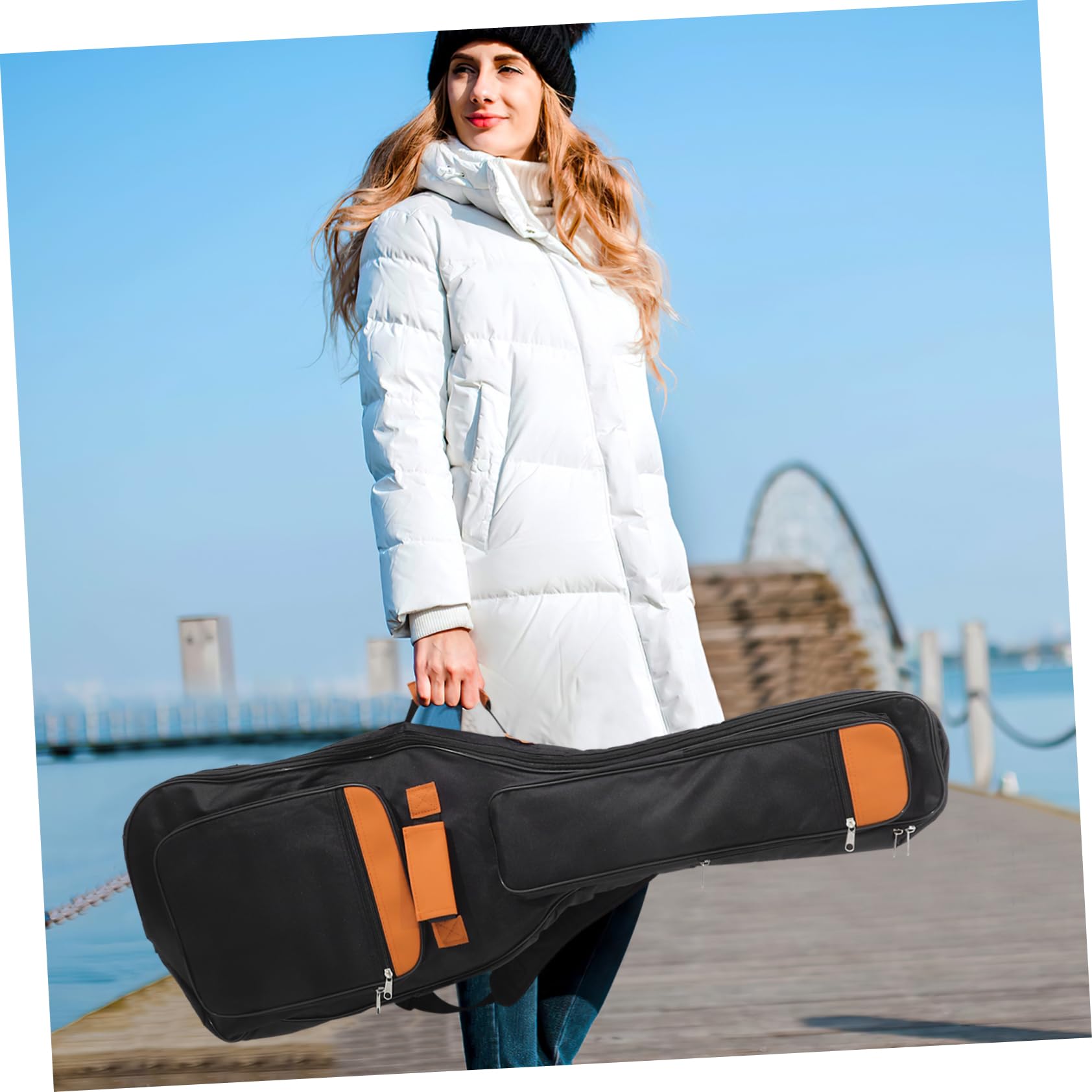 E-gitarrentasche aus Canvas mit Tragegriff Schwarz