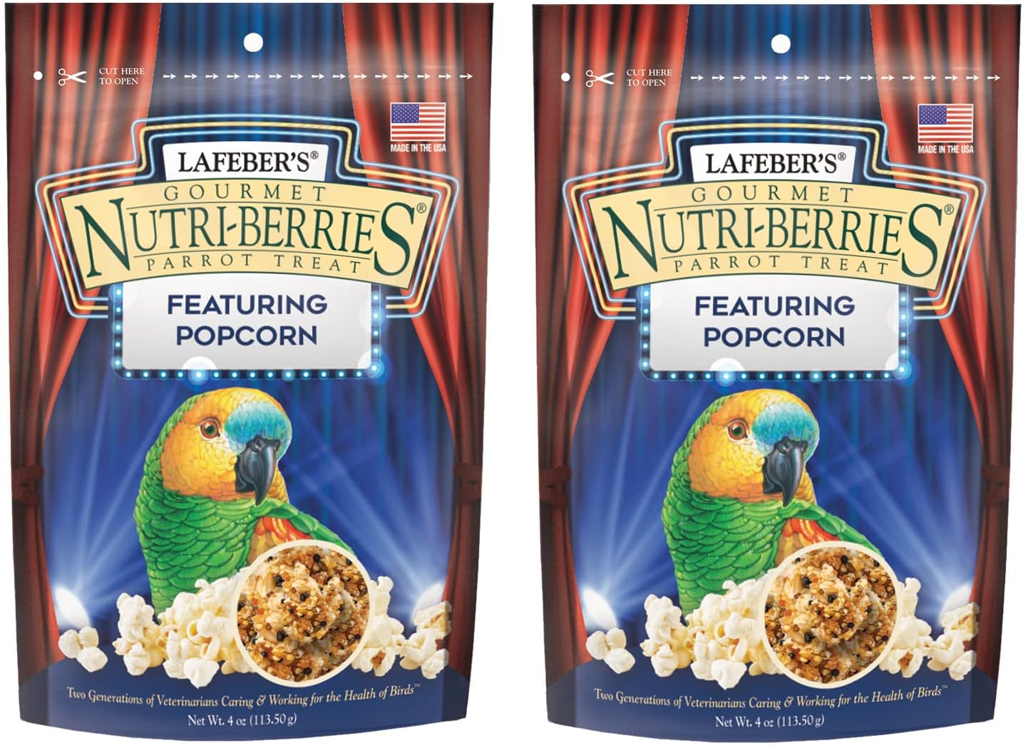 Popcorn Nutri-Berries, for Parrots, 4 oz Bag (Pack of 2)
