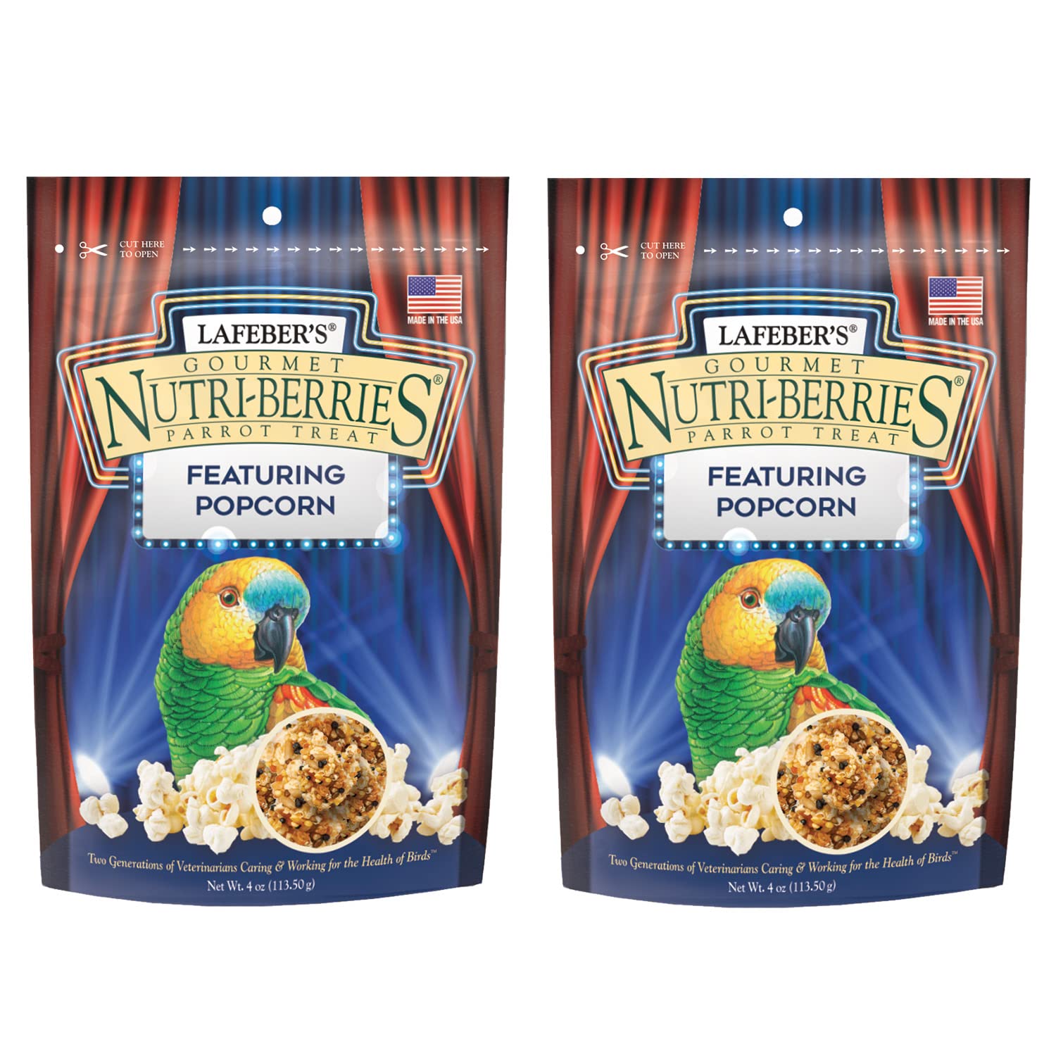 LAFEBER'S Popcorn Nutri-Berries, for Parrots, 4 oz Bag (Pack of 2)