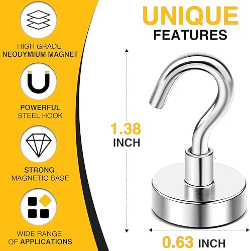 Miniatura 2 de Diymag Ganchos magnéticos en S, fuertes y resistentes, 30 lb de capacidad, para crucero, aula, refrigerador, cabañas, parrilla, cocina, garaje,