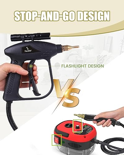 Miniatura 9 de FoundGo Limpiador de vapor de mano sin tanque de 1700 W con 7 cepillos, calentamiento de 20 segundos a 239  limpiador de vapor portátil presurizado,