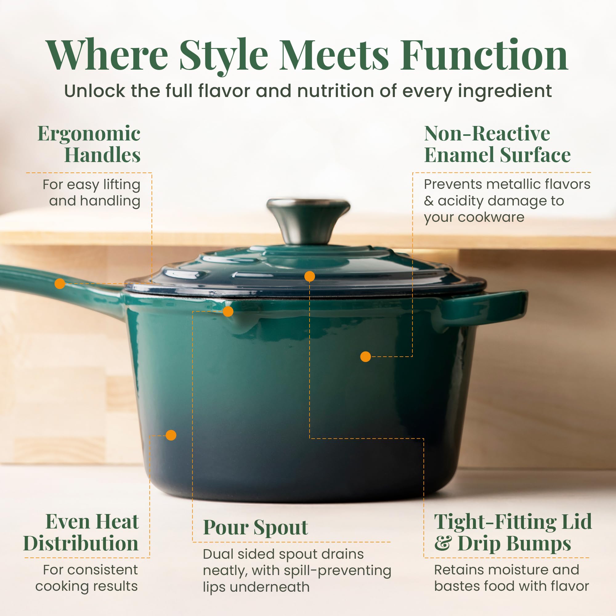 Larder & Vine Enameled Cast Iron Saucepan - 2.2 qt -6