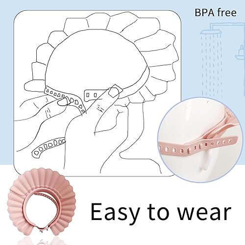 Miniatura 6 de KOMIDK Gorro de ducha para baby shower, sombrero de protección de baño, champú seguro para la cabeza de baño, visera para niños pequeños, bebés,