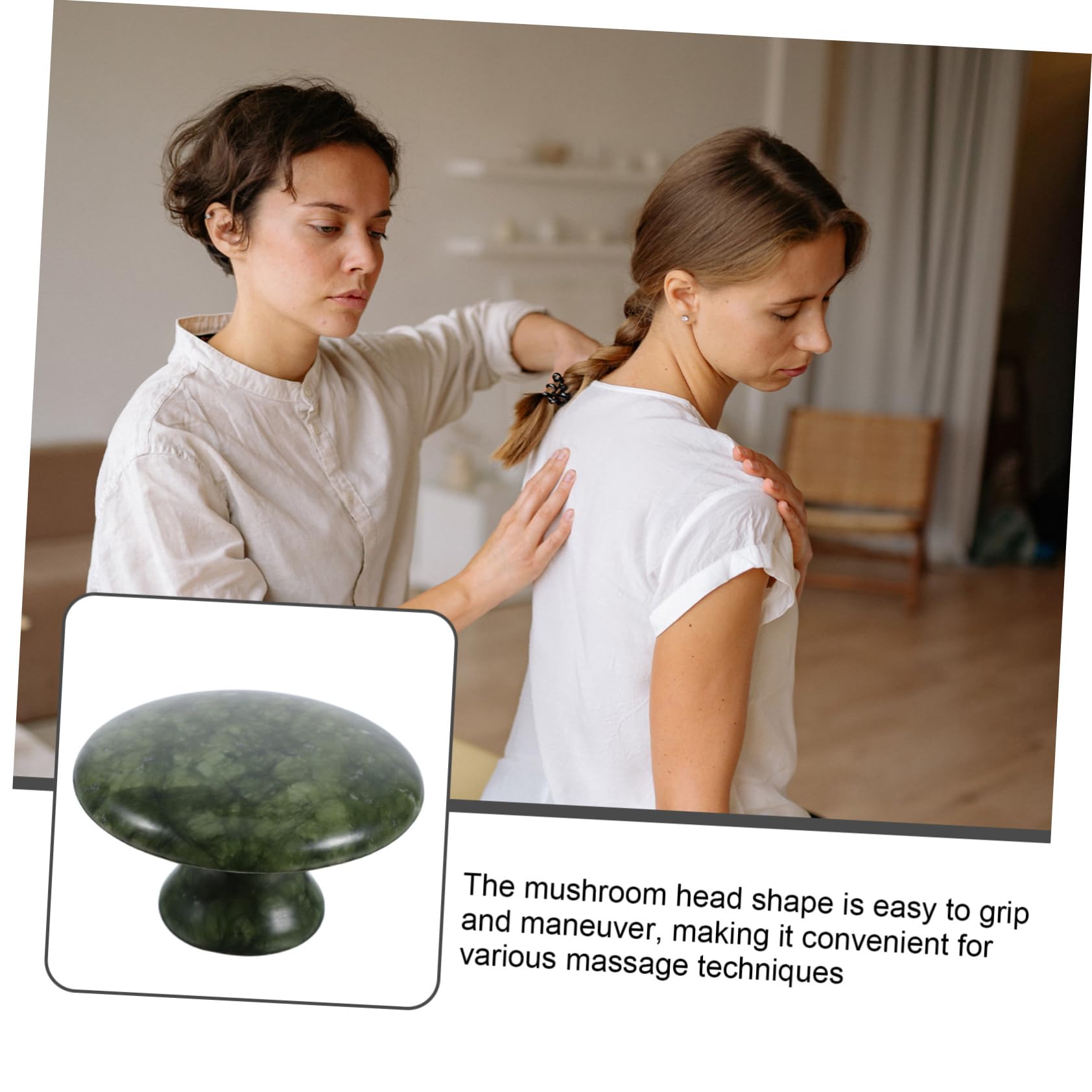 Rodillo De Masaje Facial De Jade Forma De Hongo Herramienta De Gua Para Masaje y Tratamientos De Belleza Para Spa y Relajación Corporal