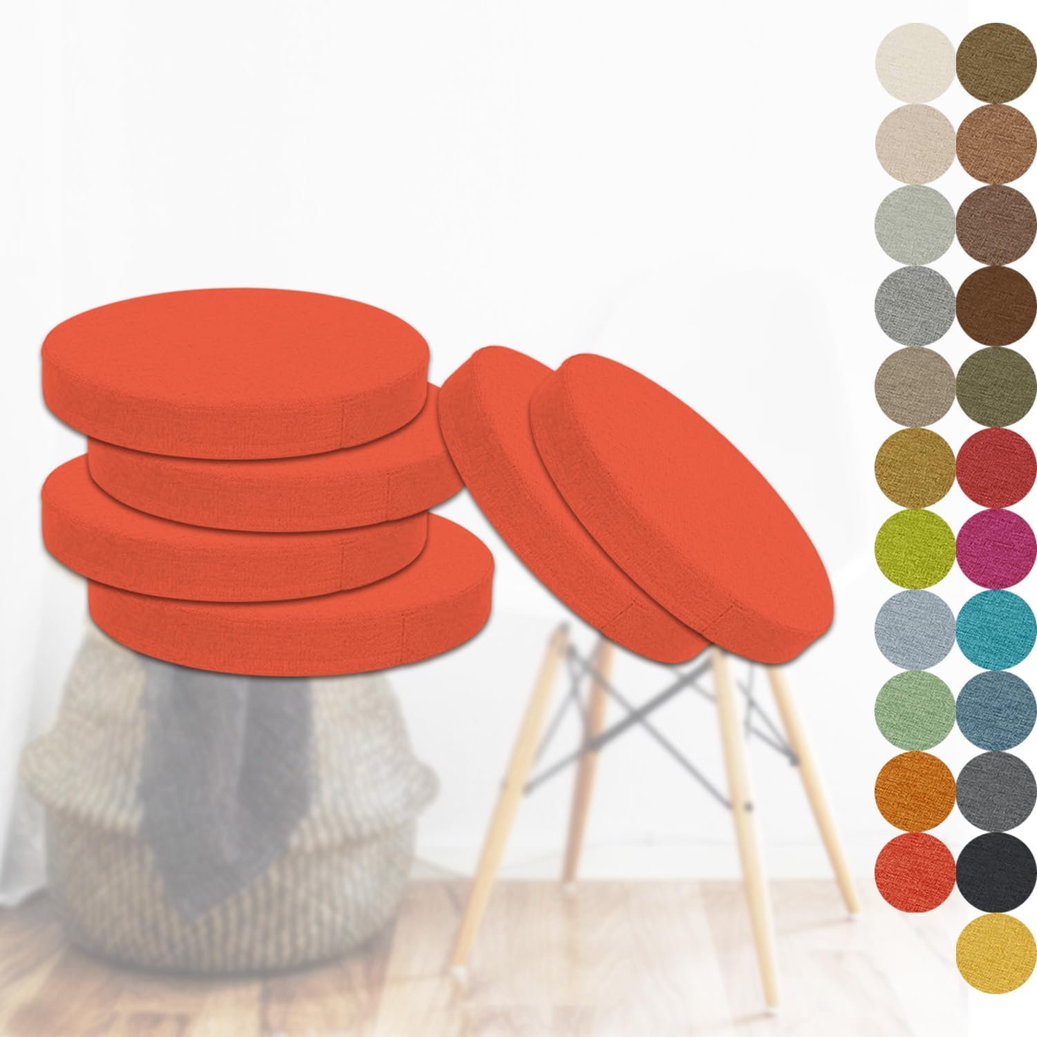 DQWJYYDS 座布団 ラウンド 6枚セット 35x35x5 CM クッション 円形 フロアクッション 丸型 丸クッション 椅子用