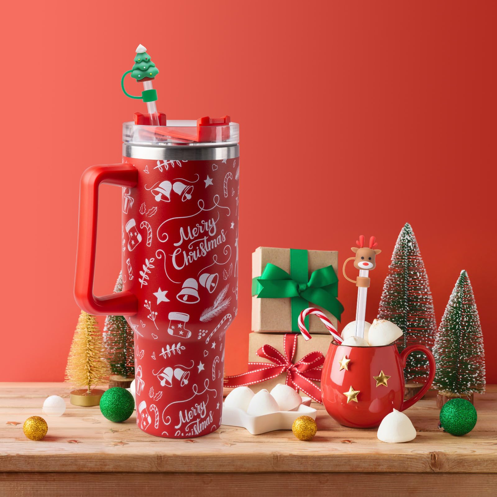 Condition photo showing New/Like New for 6PCS Straw Covers for Stanley Cup, Cute Christmas Straws Toppers for Stanley 30&40 Oz Tumbler with Handle, 10mm Dust-Proof Reusable Straw Toppers Stanley Cup Accessories for Kids Girls