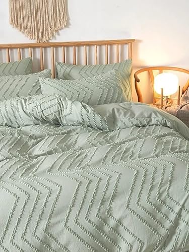 Miniatura 4 de Nanko - Juego de edredón tamaño King, jacquard capitoné, bohemio suave, reversible, microfibra, edredón y 2 fundas, todas las estaciones, juego