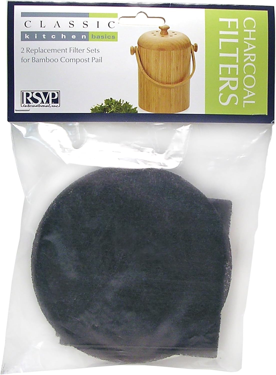 Bamboo Compost Pail Charcoal Filters, 2