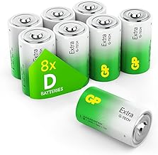 Piles D - Lot de 8 Piles | GP Extra | Batterie Type D LR20 1,5V alcaline - Longue durée et Haute Performance pour Le Quotidien | Durée de Vie de 10 Ans