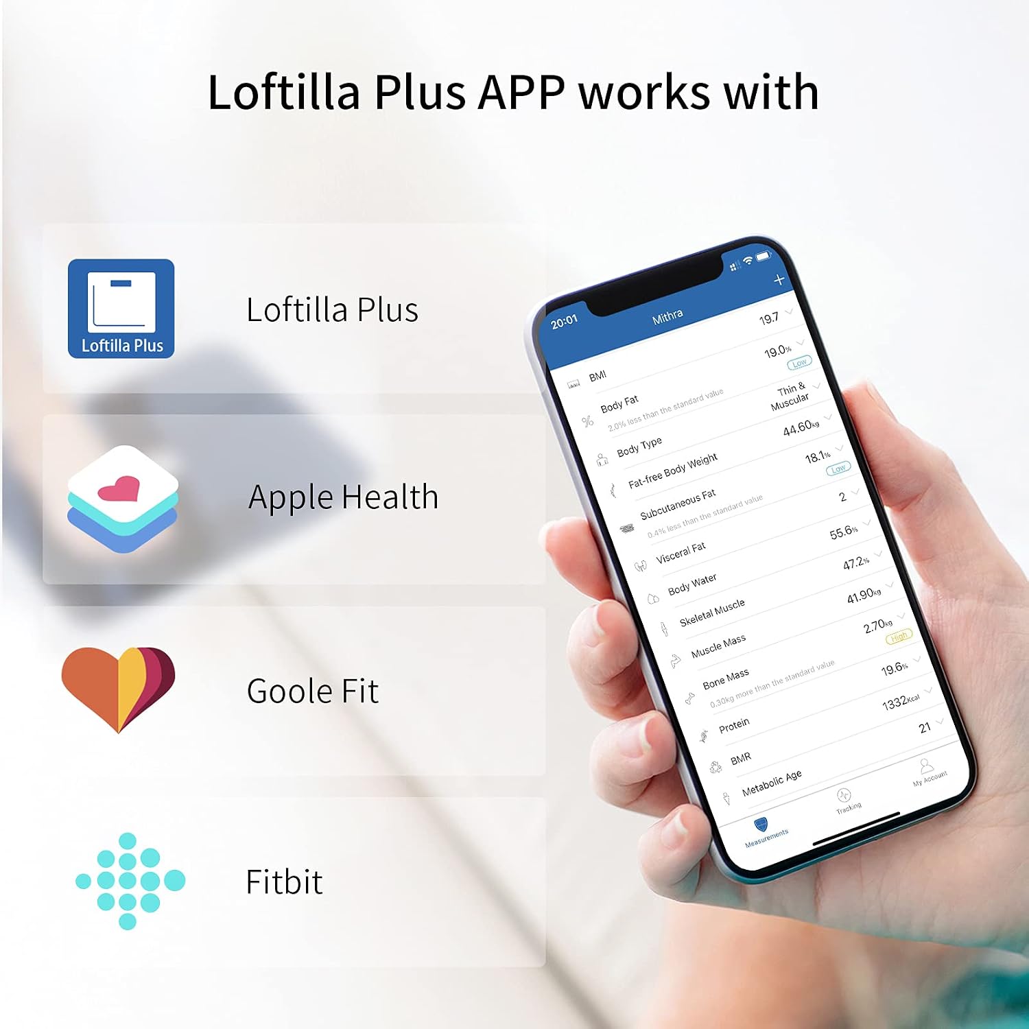 LOFTILLA WiFi Smart Scale for Body Weight and Fat, Bluetooth Weight Scales with 14 Body Composition Data, 396 lb Digital Bathroom Scale (11.8 x 11.8 in, Wi-Fi/ Bluetooth)