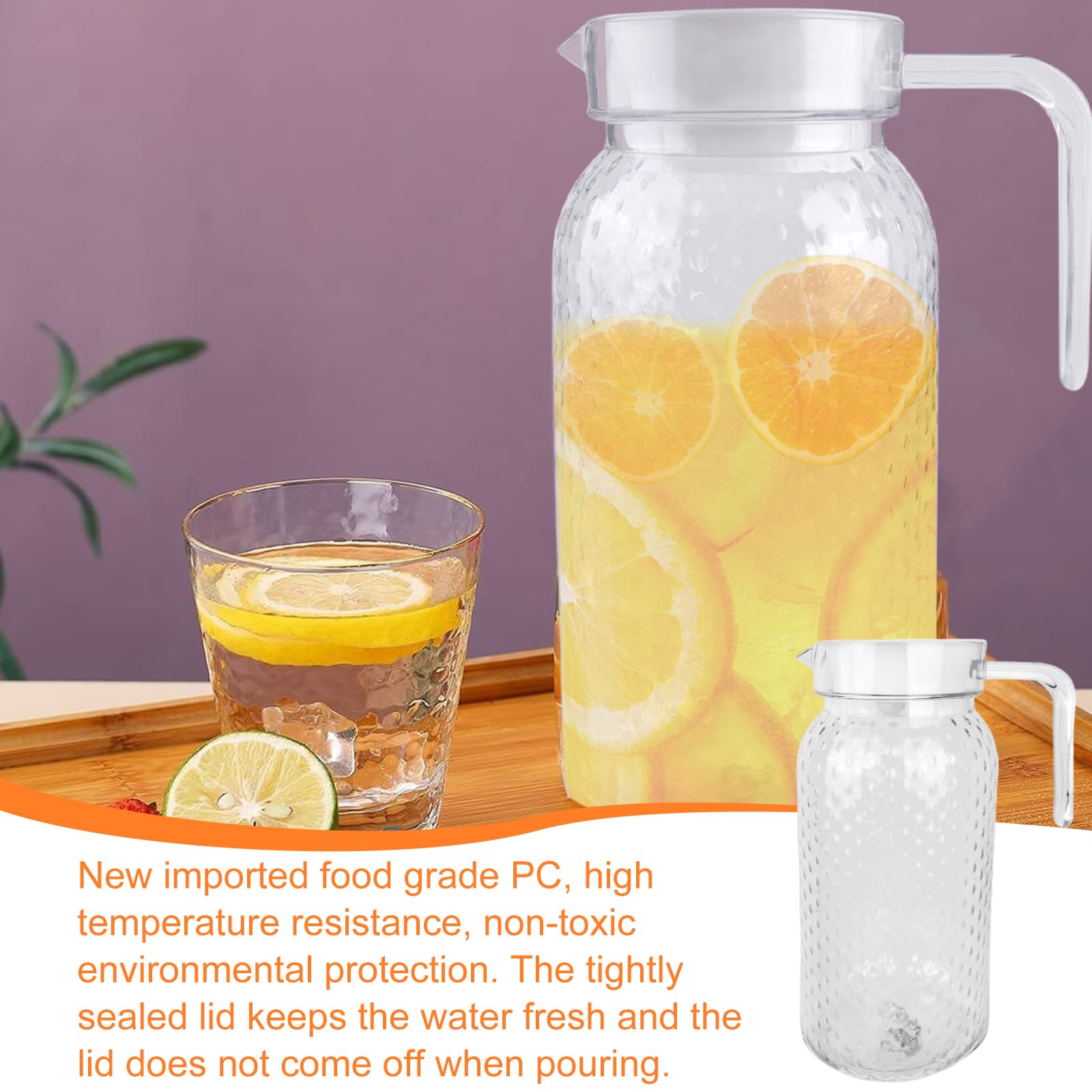 Brocche In Acrilico 2 Pezzi Da 1,1 Litri - Con Coperchio Per Bevande Fredde - Foto 2