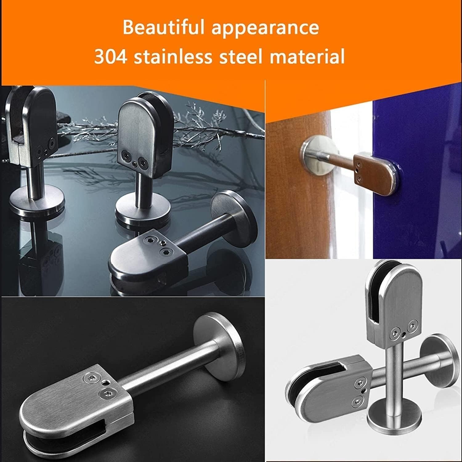 TIST Glass Clamps 304 Stainless Steel Glass Bracket U Railing Bracket Glass Clips for Stair Handrails Glass Shelf Clamp 10 Pack