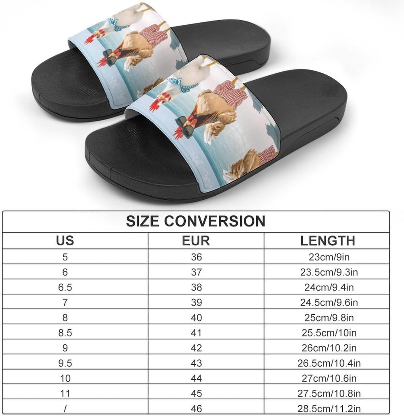 Two Chickens Beach House Slippers for Women Men Lightweight Open-toe Slide Shoes for Bathroom Swimming Beach