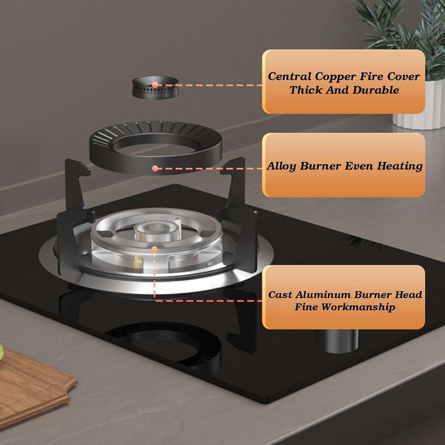 Gas Cooktop,5.2KW 1 Burner Stove,Indoor Single Hob,with Flameout Protection,NG/LPG Source Kit,for Caravan Camping(LPG)