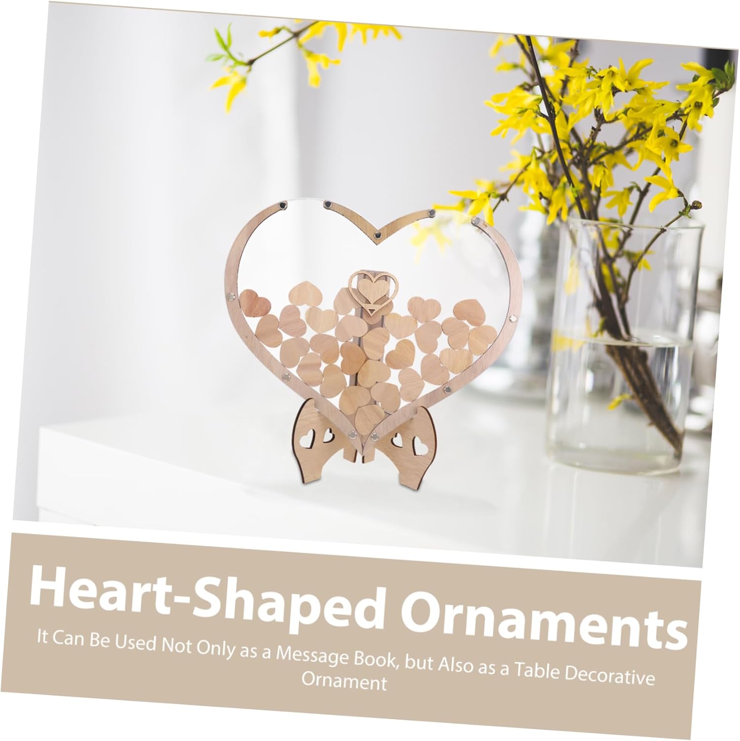 1 Set Rustic Heart Shaped Wooden Guest Book Frame for Weddings Celebrations Unique Table Decoration for Guest Signatures Messages Design for Lasting Memories